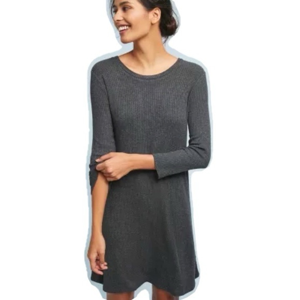Velvet by Graham & Spencer for Anthropologie Grey Ribbed Tunic Dress